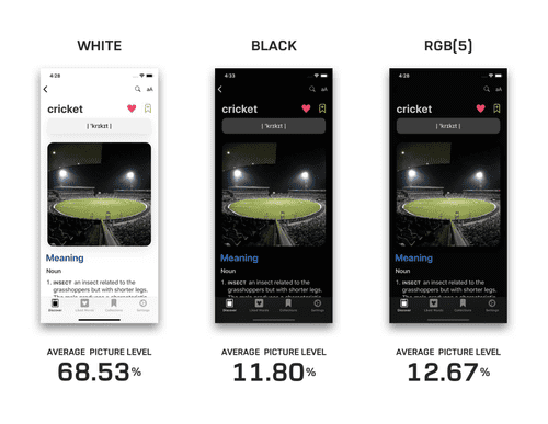 White, pure black and RGB(5) app themes
