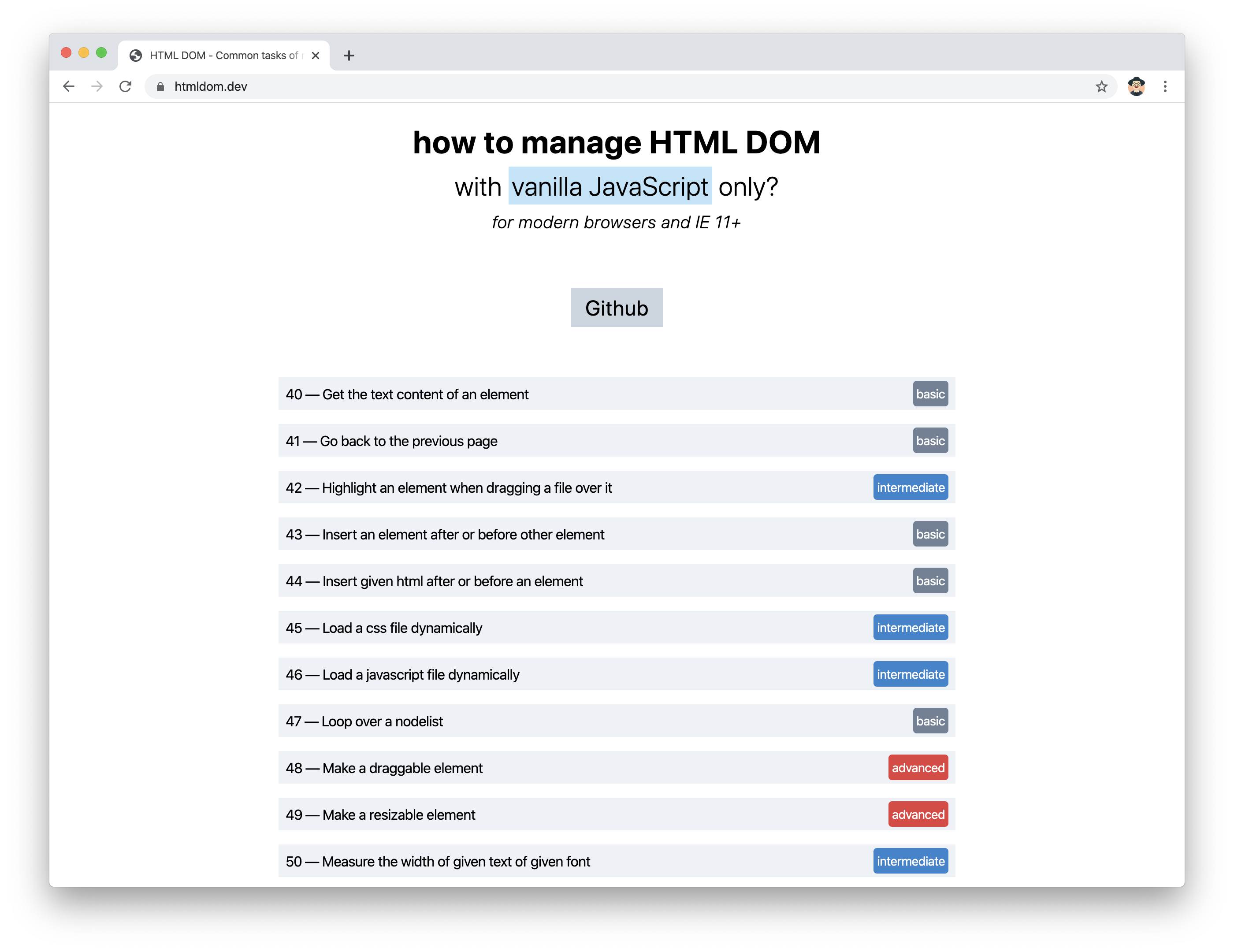 Preview image for Manage HTML DOM with vanilla JavaScript