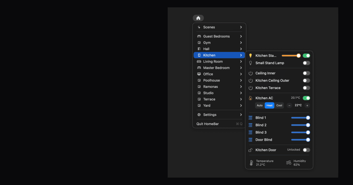 Preview image for Itsyhome - Control HomeKit from your menu bar
